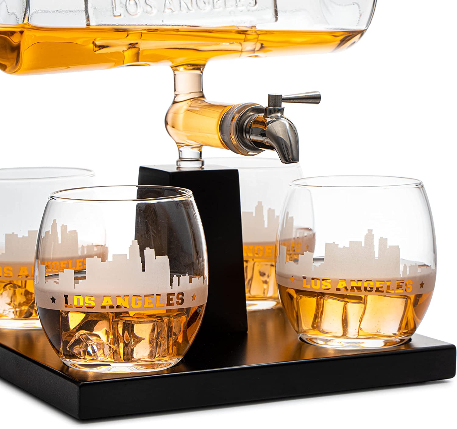 Wine & Whiskey Decanter Set 1100ml with 4 Whiskey Glasses-4