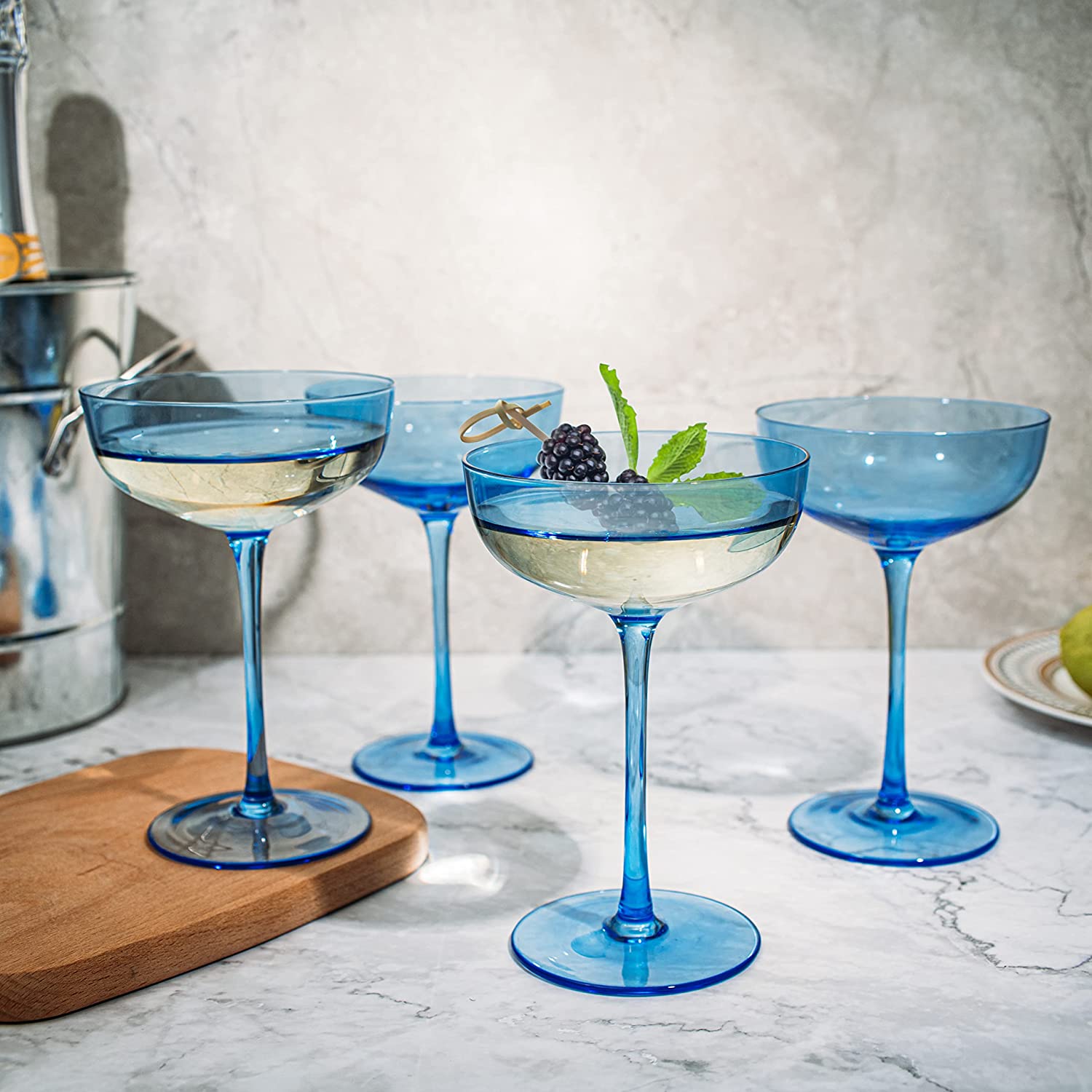 The Wine Savant Colored Coupe Glass | 7oz | Set of 4 (Blue)-1