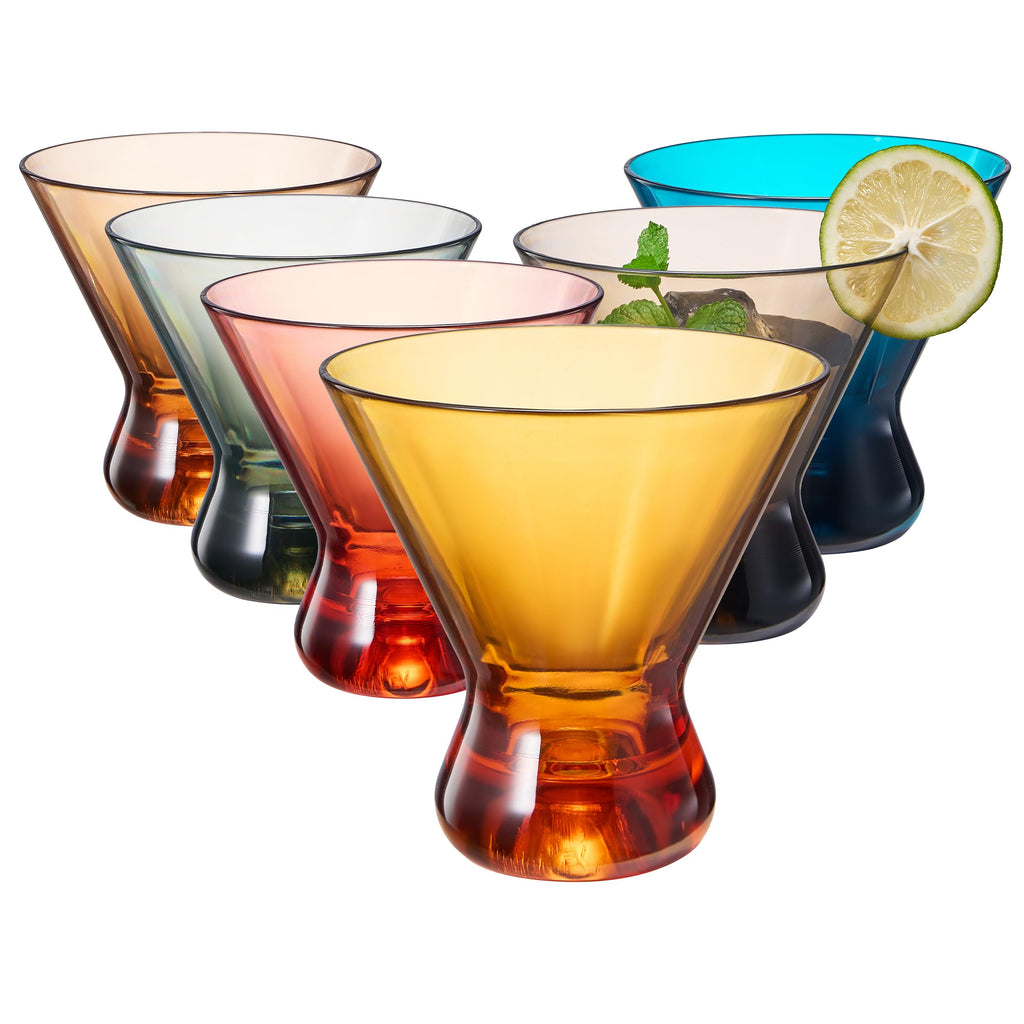 13-Ounce Colorful Pastel Plastic Stemless Martini Glasses (Set of 4)-0