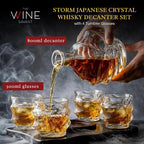 Storm Japanese Crystal Whisky Decanter Set with 4 Tumbler Glasses-3