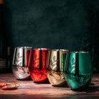 Multicolor 4-Piece Tree Stemless Wine & Water Glasses (Stemless)-2