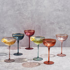 Vintage Art Deco Coupe for Champagne, Martini, Cocktails | Set of 6 | 7 oz (Muted)-3