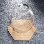 Set of 2 Zodiac Sign Wine Glasses with 2 Wooden Coasters (Aquarius)-3