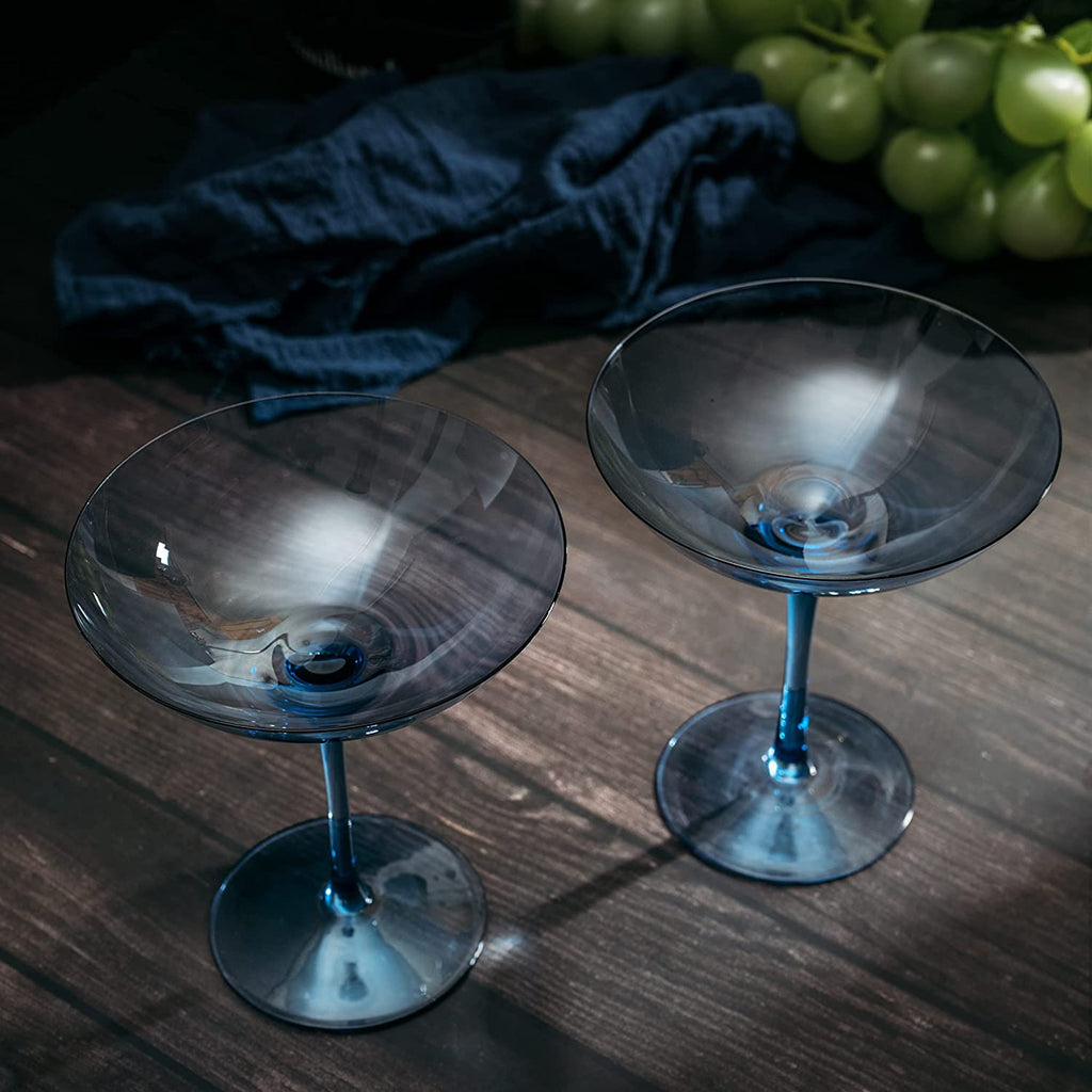 Champagne Coupes 12oz -  (2, Cobalt Blue)-2