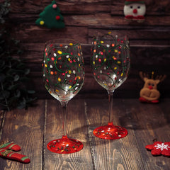 Stemmed Christmas Lights Wine Glasses Set of 2-2