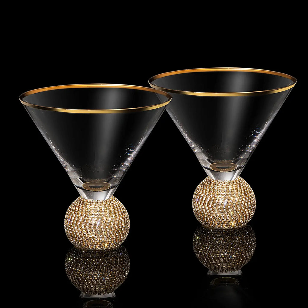 Diamond Studded Martini Glasses Set of 2-1