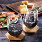 Set of 2 Zodiac Sign Wine Glasses with 2 Wooden Coasters (Sagittarius)-1