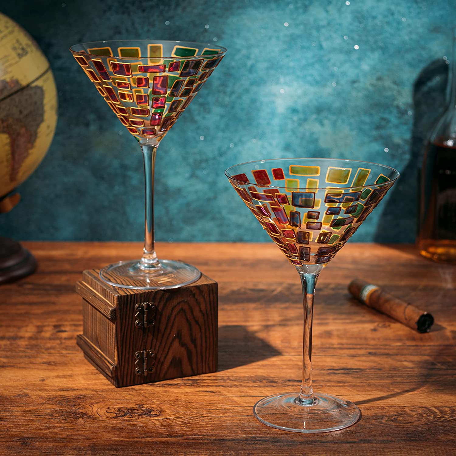 Renaissance Holiday Stained Glass Windows, (Martini Glasses)-2