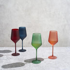 Frosted Colored Crystal Wine Glass | Set of 4-1