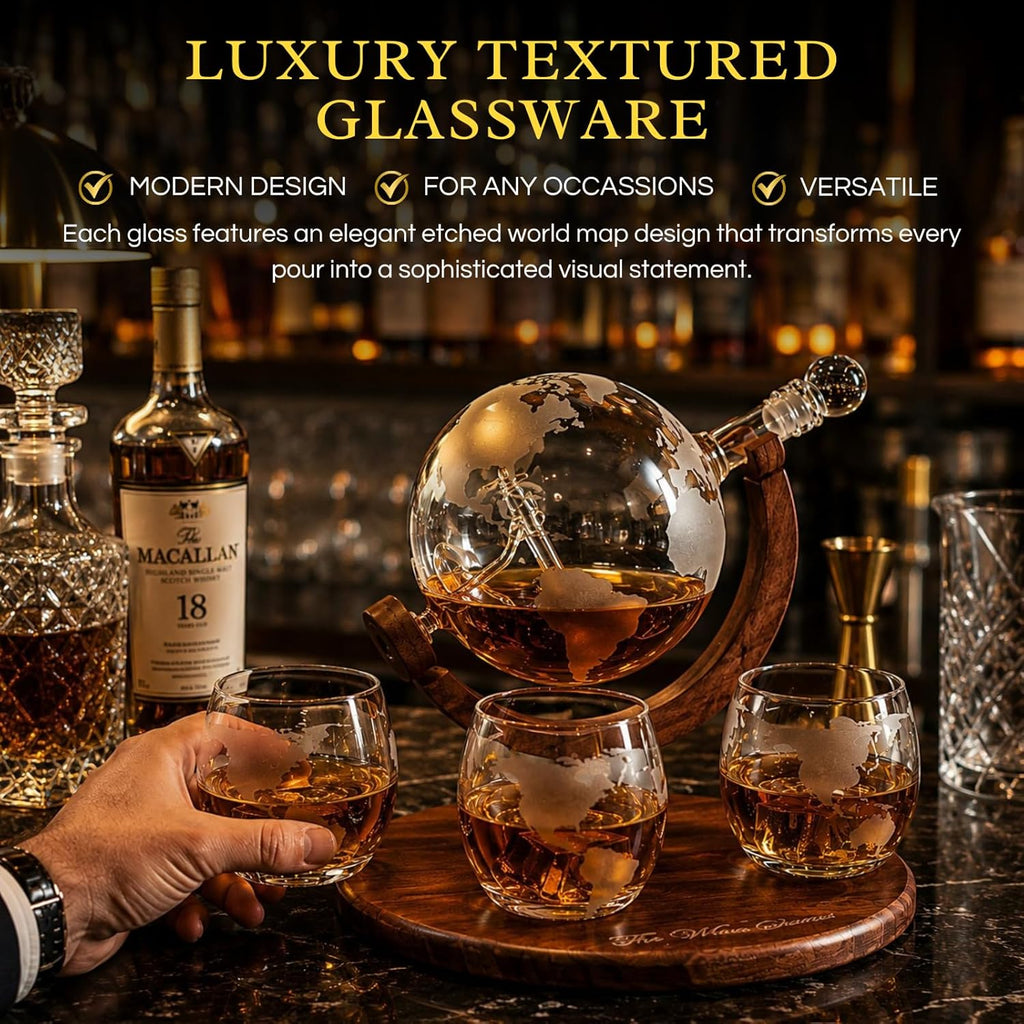 Etched World Decanter Whiskey Globe-4