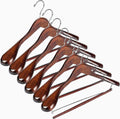 DEILSY™ Wide Shoulder Wooden Hangers Non Slip Pants Bar, (6 Pack)
