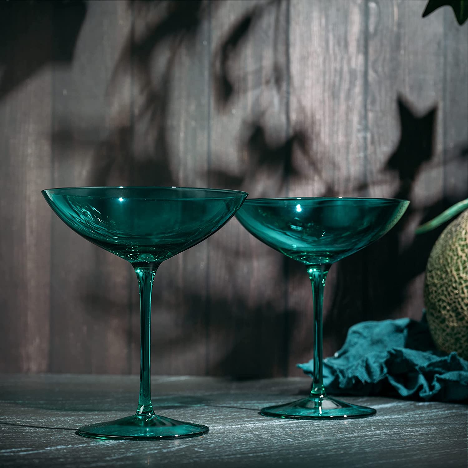 Champagne Coupes 12oz by The Wine Savant - (2, Teal)-4