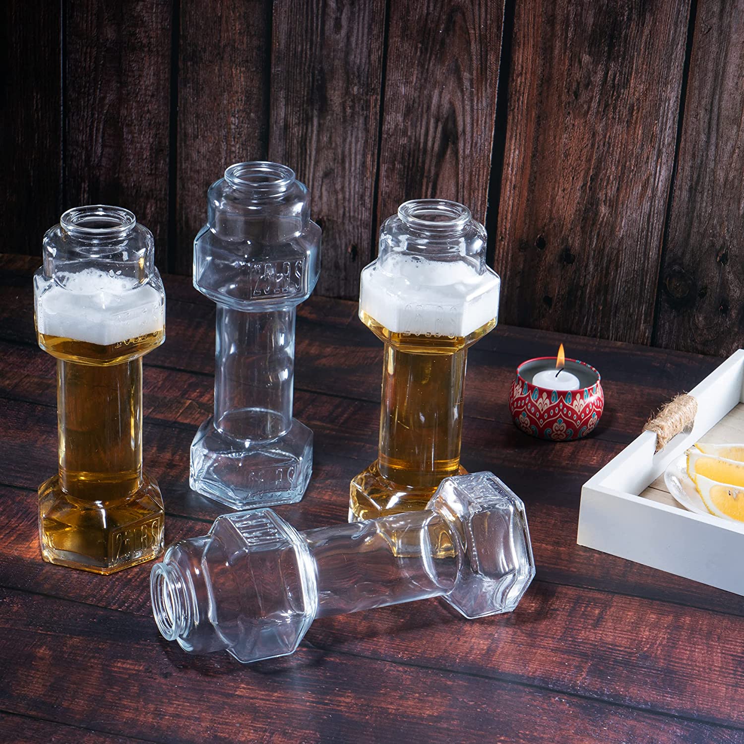 Dumbbell Whiskey & Cocktail Glasses Set of 4 (26 OZ)-3
