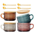 Vintage Hobnail Glass Coffee Mugs Set With Handles | Set of 4-0
