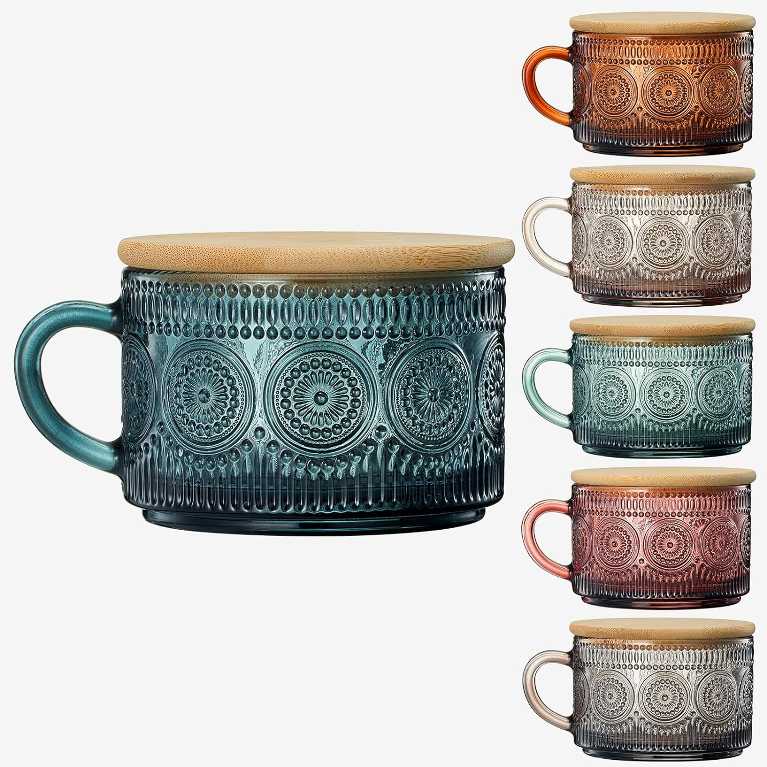 Muted Colored Vintage Coffee Mug Set | Set of 6 | 15oz-2