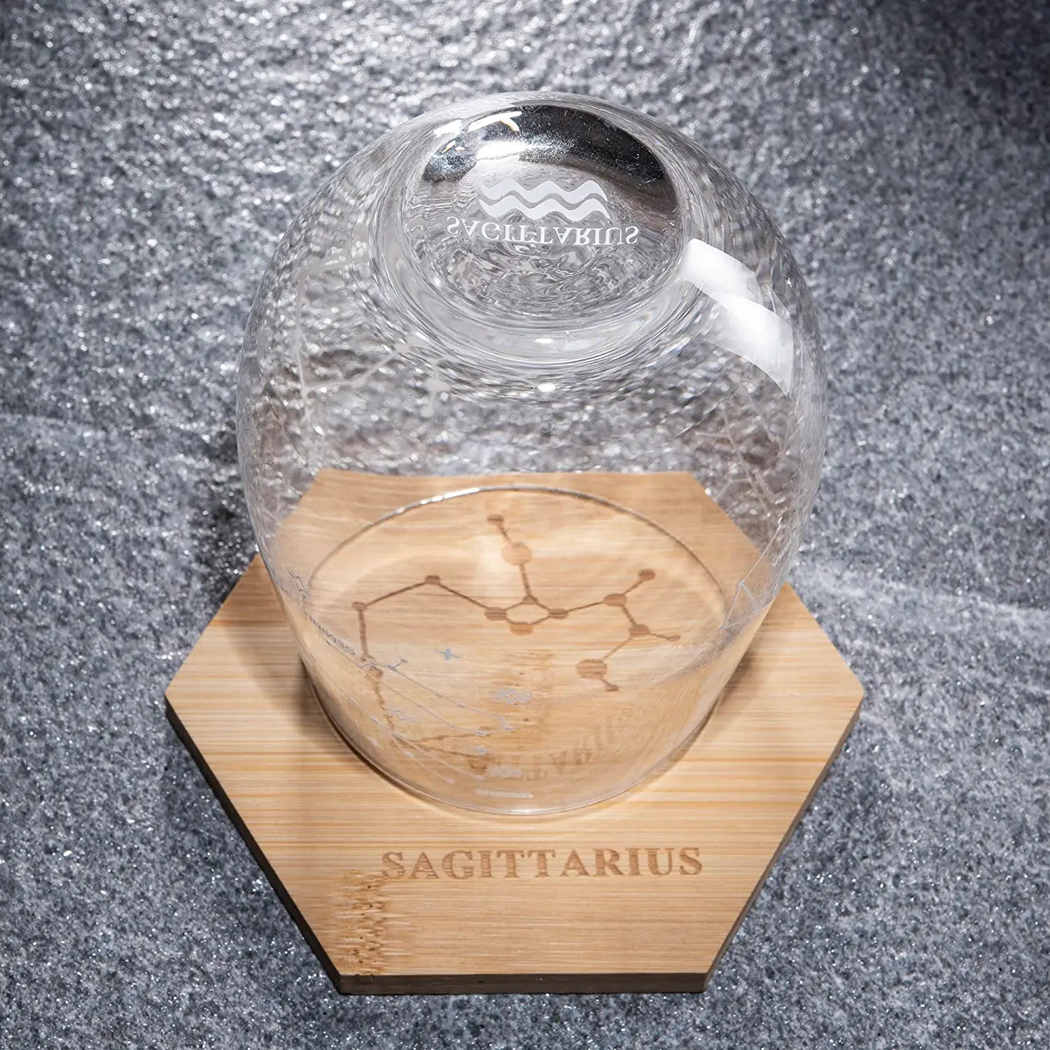 Set of 2 Zodiac Sign Wine Glasses with 2 Wooden Coasters (Sagittarius)-3