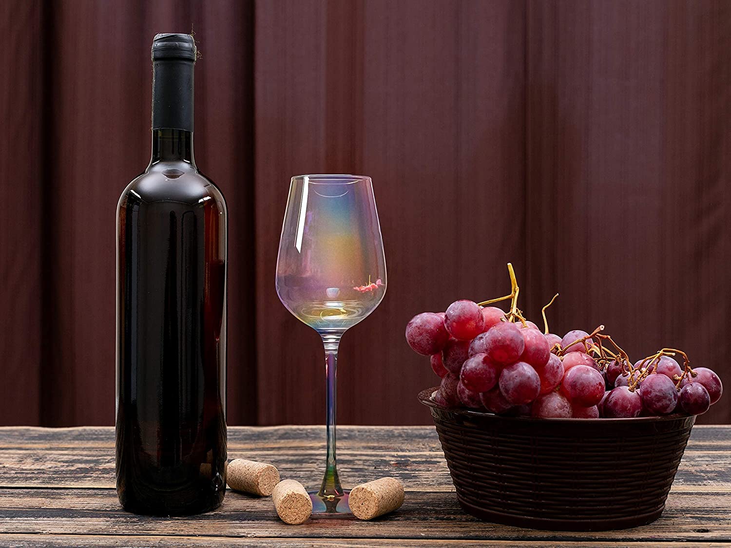 Iridescent Luster Large Radiance Wine Glasses - White Pearl Whimsy-4