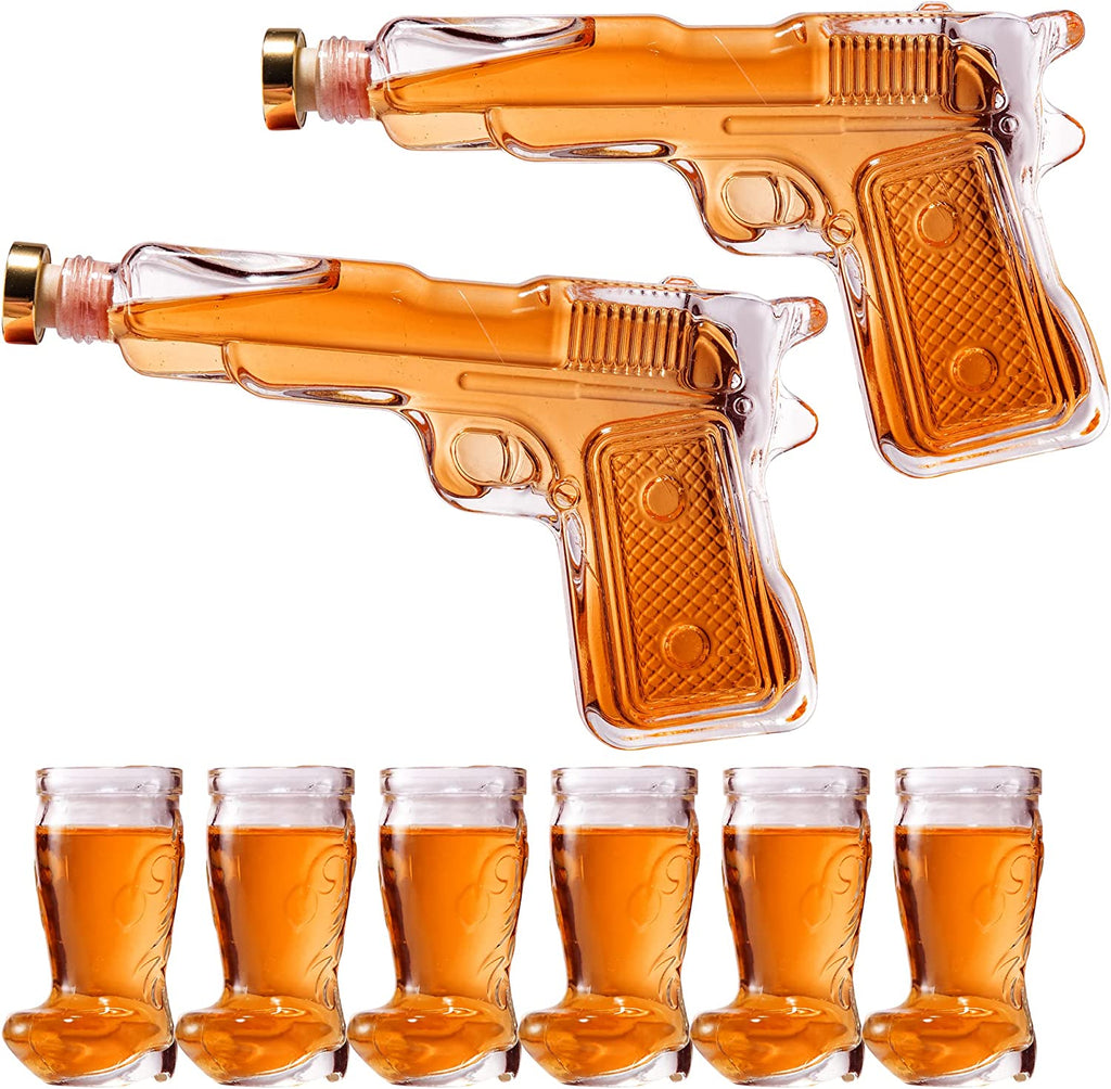 Pistol & Shotglasses Decanter Party Serving Holster Set-2