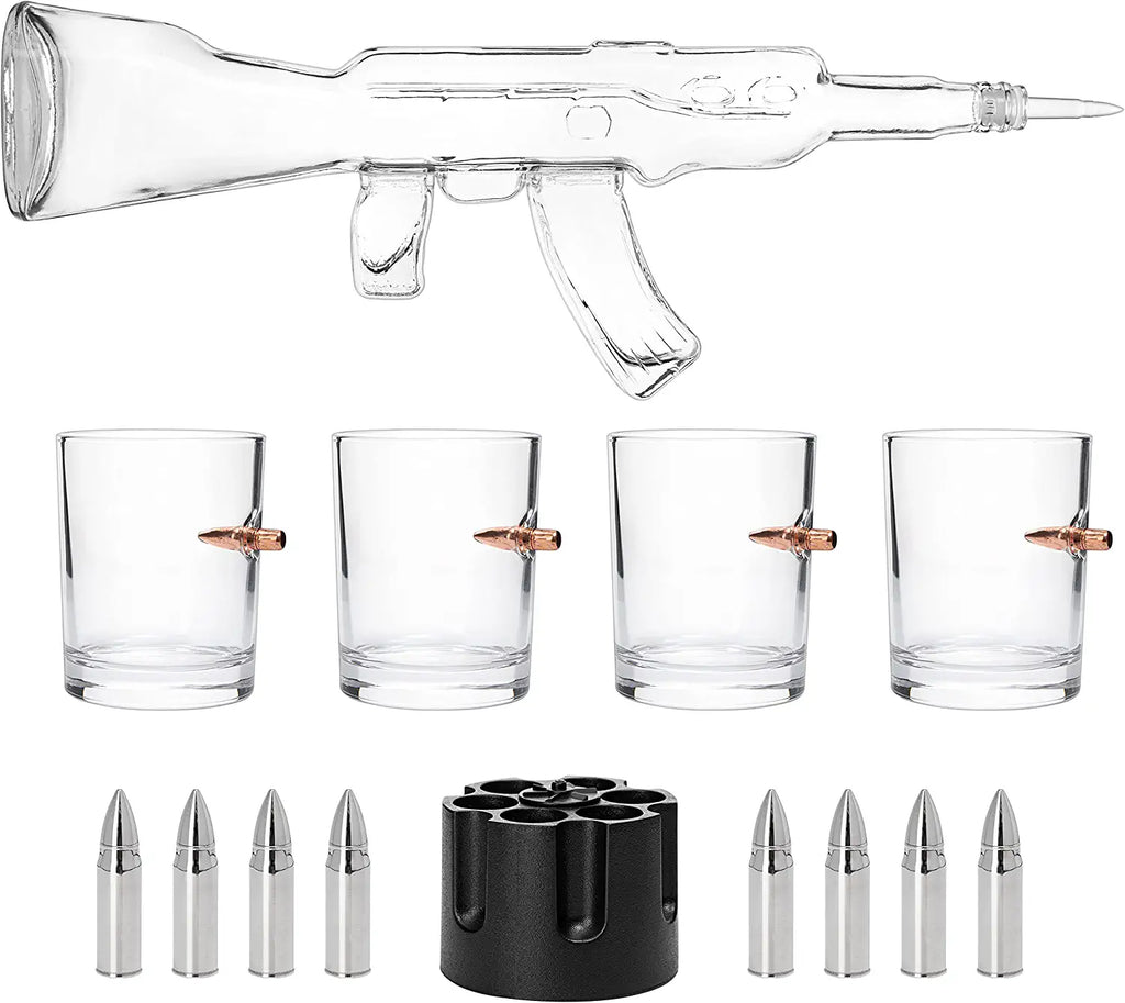 Gun Whiskey Decanter Set - SKF1801 - 8 Bullet Whiskey Chillers-1