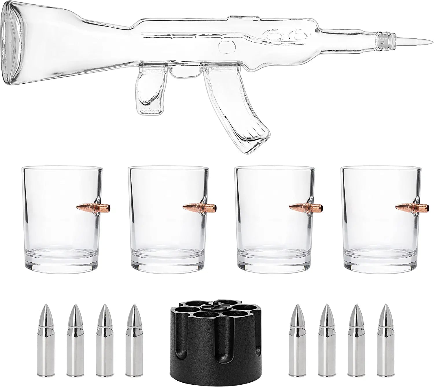 Gun Whiskey Decanter Set - SKF1801 - 8 Bullet Whiskey Chillers-1