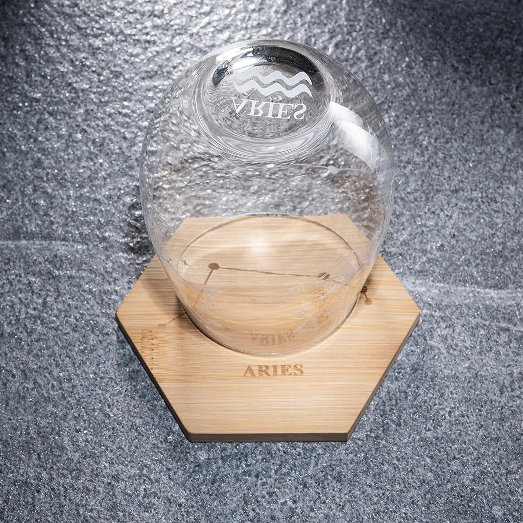 Set of 2 Zodiac Sign Wine Glasses with 2 Wooden Coasters (Aries)-3
