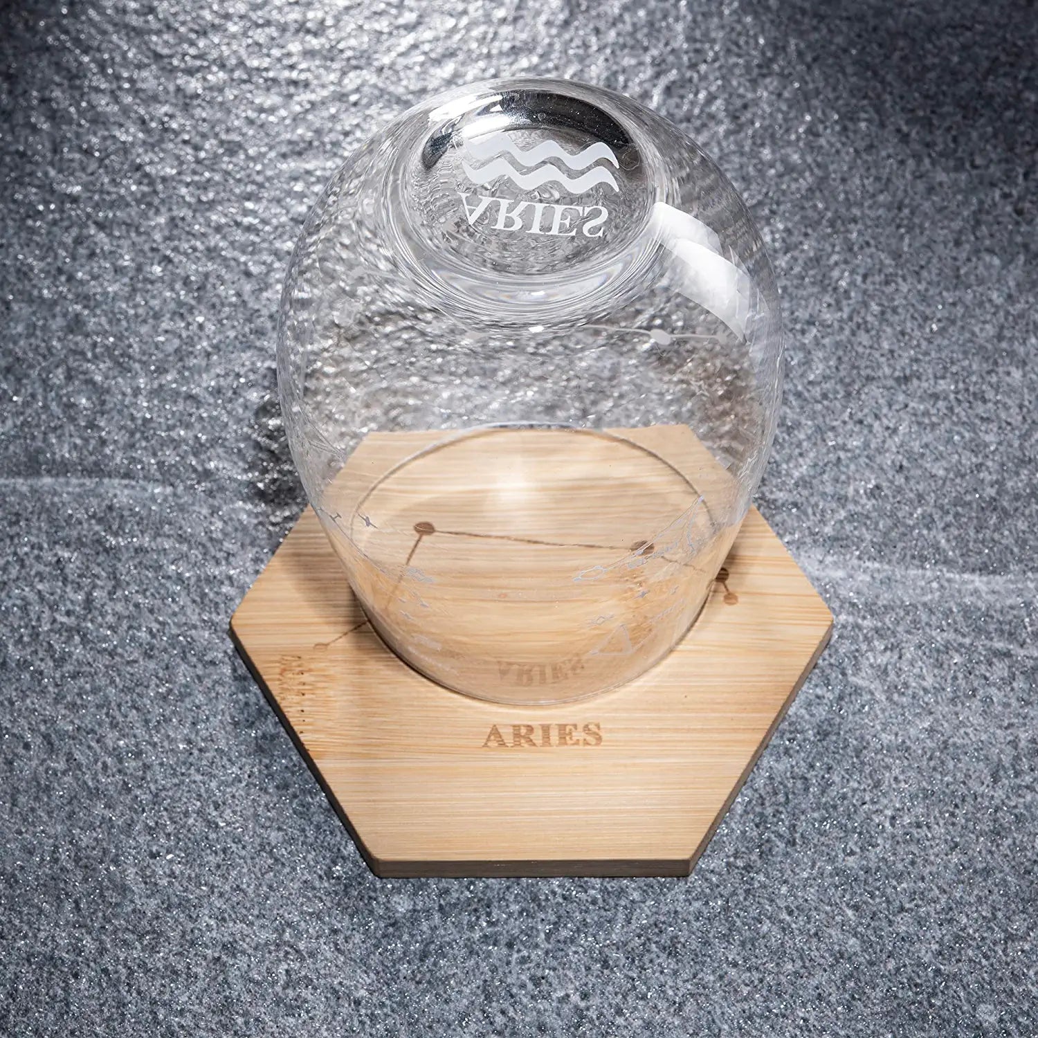 Set of 2 Zodiac Sign Wine Glasses with 2 Wooden Coasters (Aries)-3
