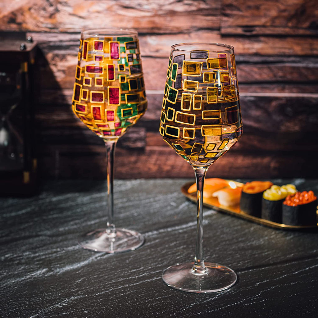 Renaissance Stained Glass Windows, (Stemmed Wine Glasses)-2