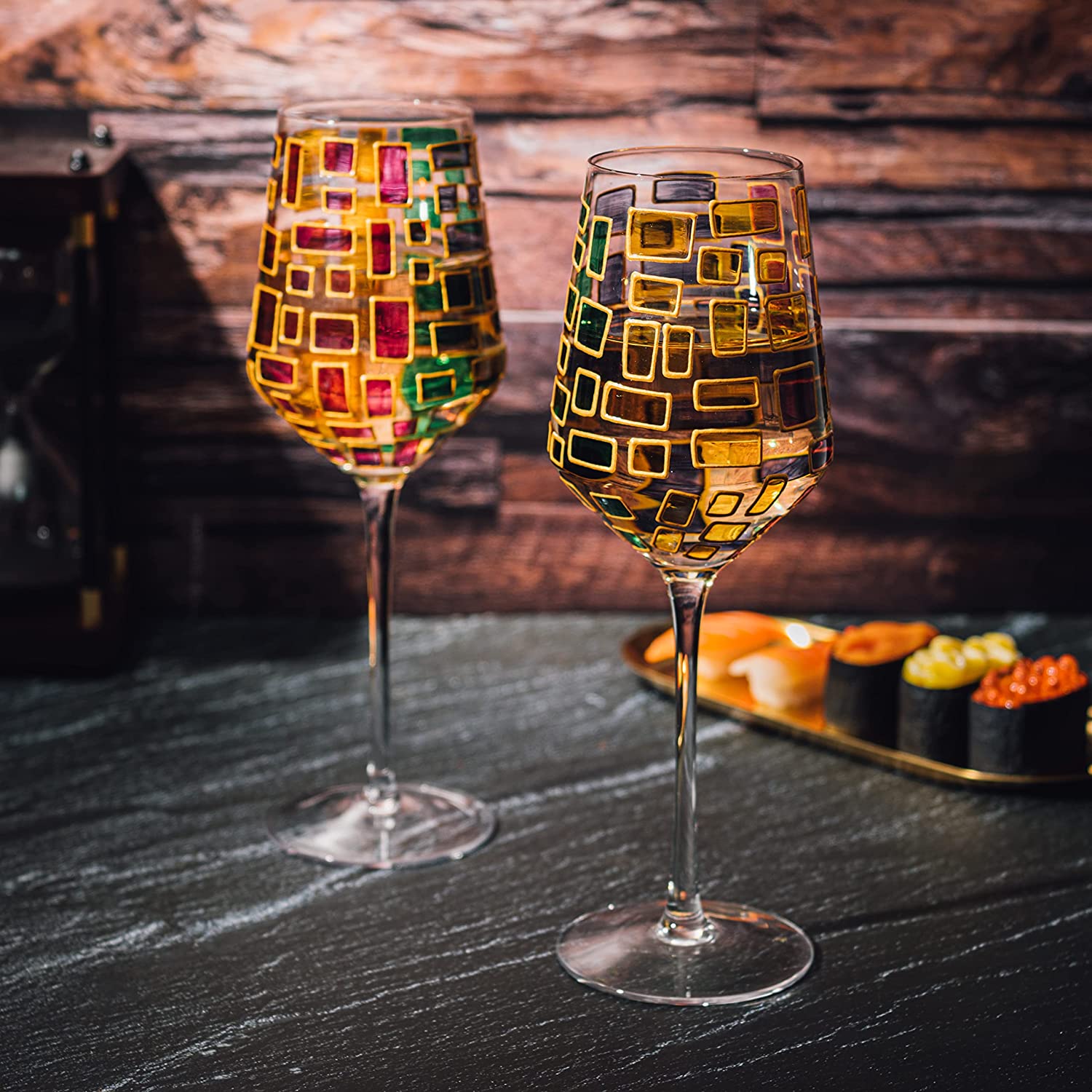Renaissance Stained Glass Windows, (Stemmed Wine Glasses)-2