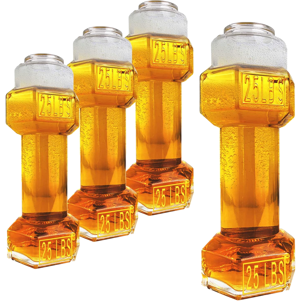 The Wine Savant Set of 4, Dumbbell Beer & Whiskey Glasses, 26oz Glass-0