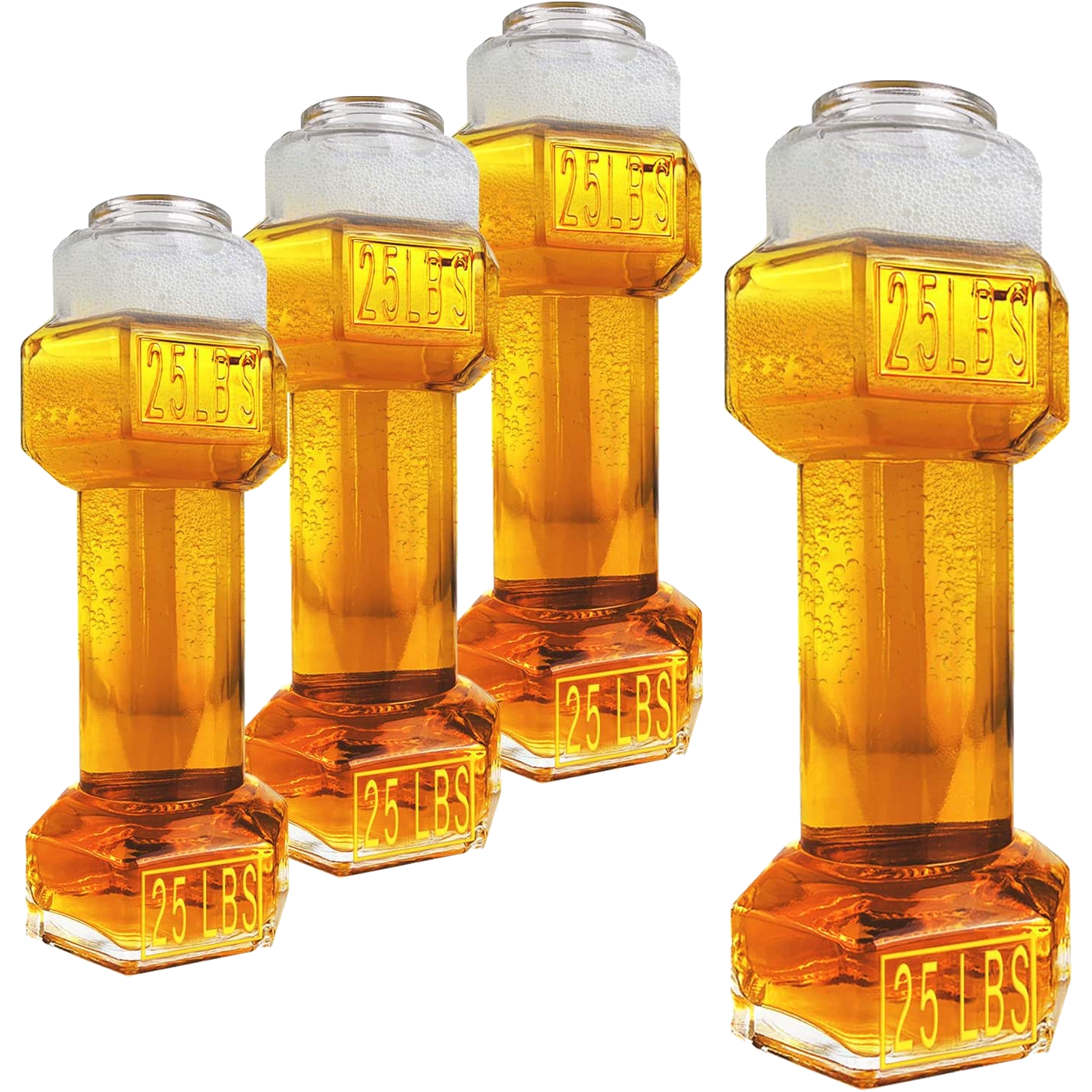 The Wine Savant Set of 4, Dumbbell Beer & Whiskey Glasses, 26oz Glass-0