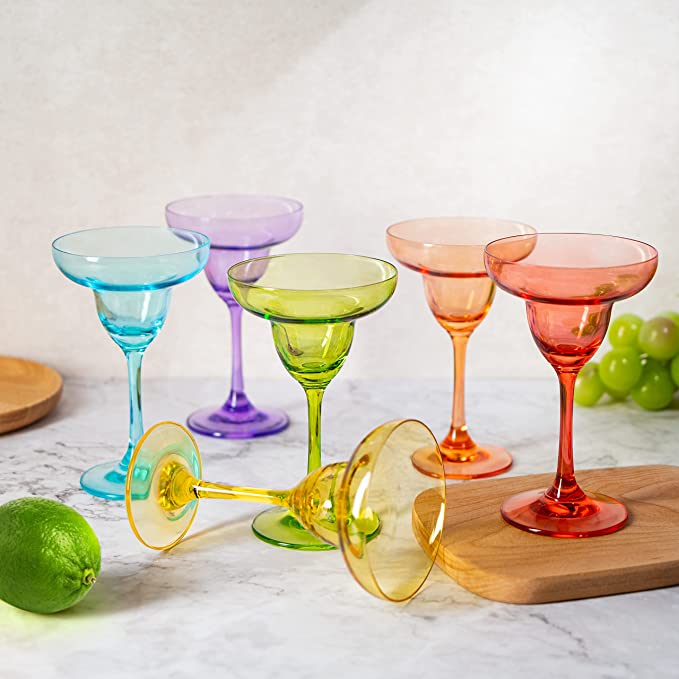 The Wine Savant Hand Blown Colorful Margarita (Set of 6)-1