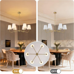 36-Inch Goldtone Brass Chandelier With Fabric Shade-4