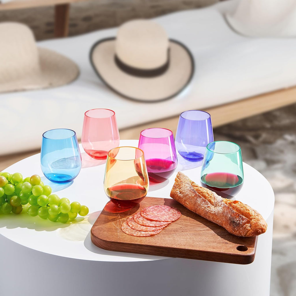 European Style Plastic Crystal Unbreakable Stemless Wine Glasses Set of 12-1