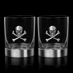 Skull & Skeleton Crossbones Pewter Whiskey - 11oz Set of 2-0