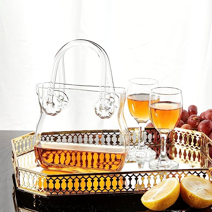 Glass Handbag Purse Decanter & Vase For Flowers (750ML)-2