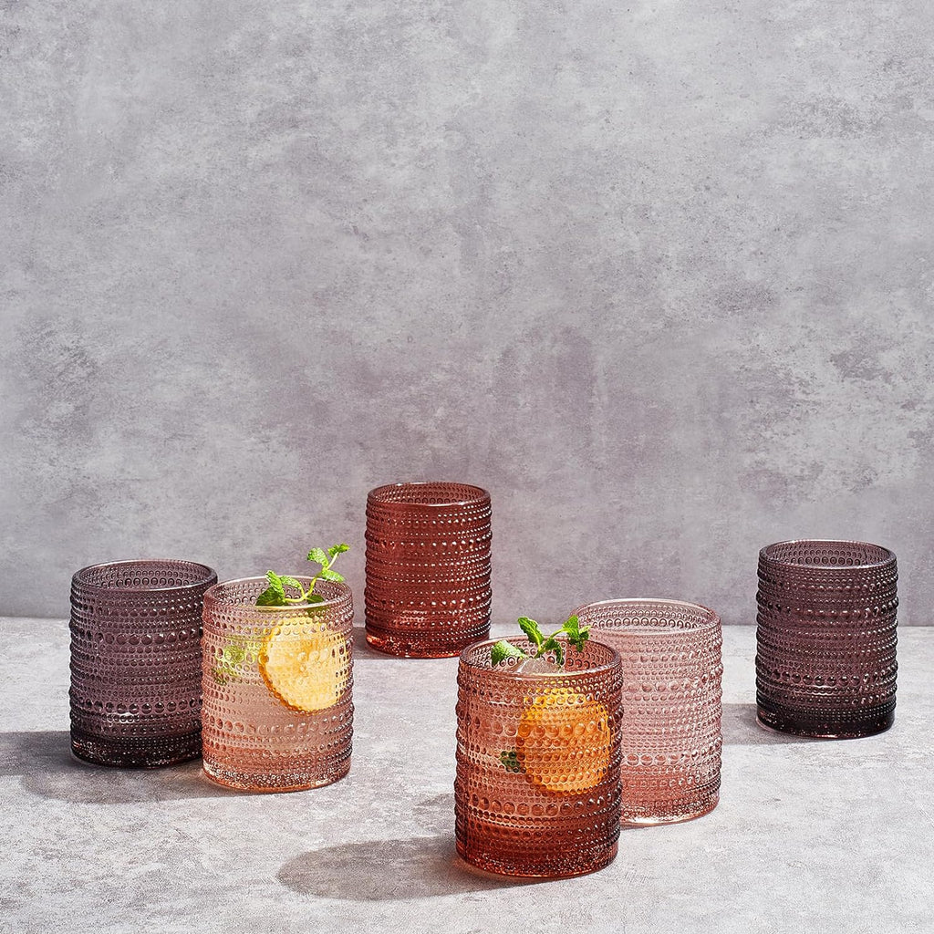 Hobnail Drinking Glasses, Venus Colors Beaded Tumbler | Set of 6-2