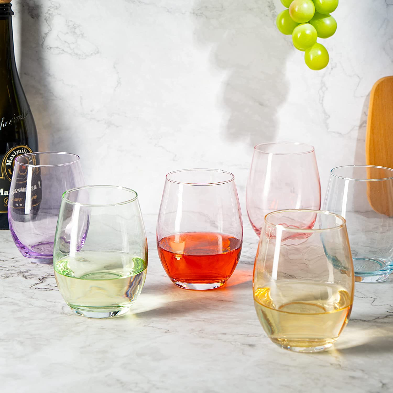 Colored Wine Glass Set, Large 12 oz Glasses Set of 6-2