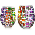 Renaissance Stained Glass Windows, (Stemless Wine Glasses)-4