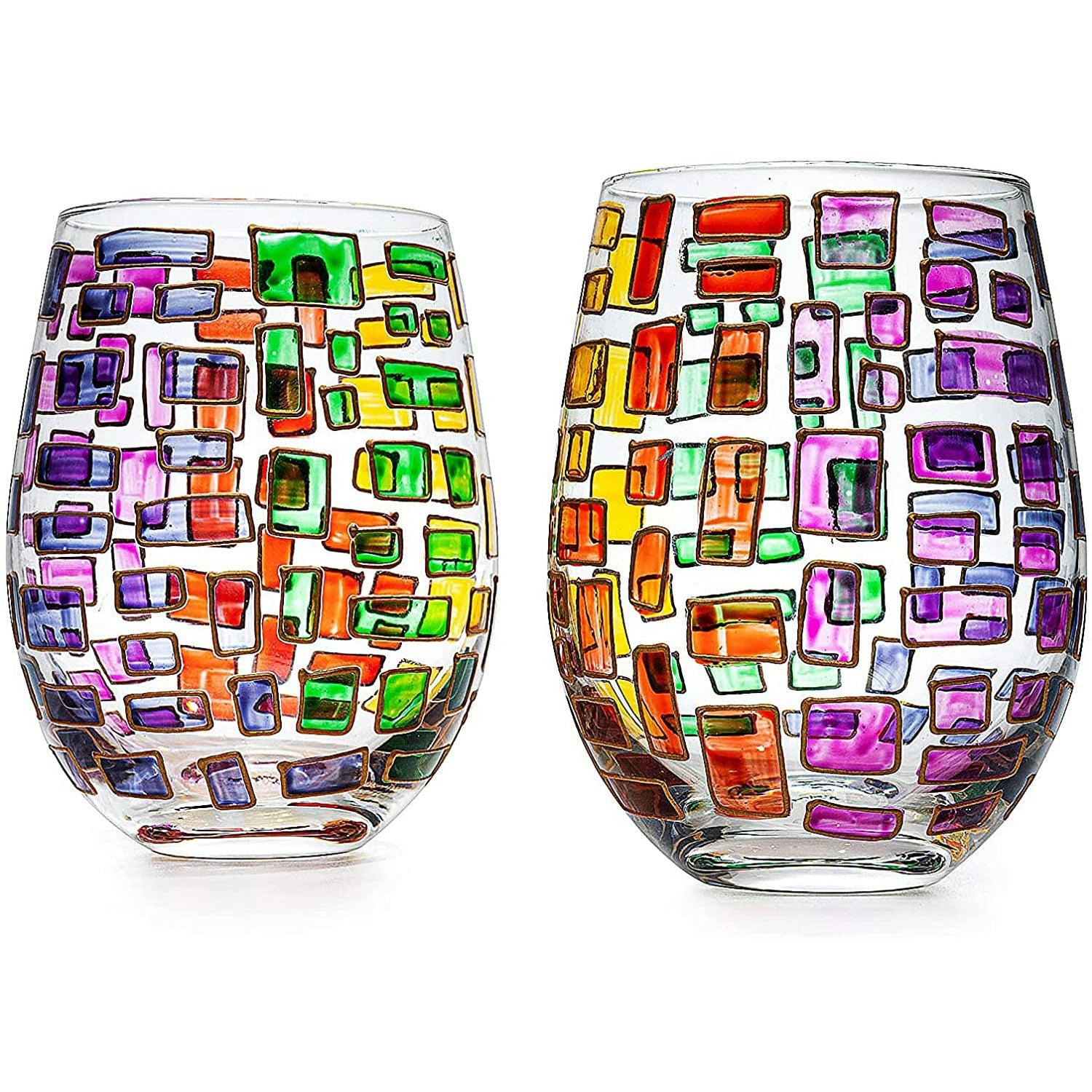 Renaissance Stained Glass Windows, (Stemless Wine Glasses)-4