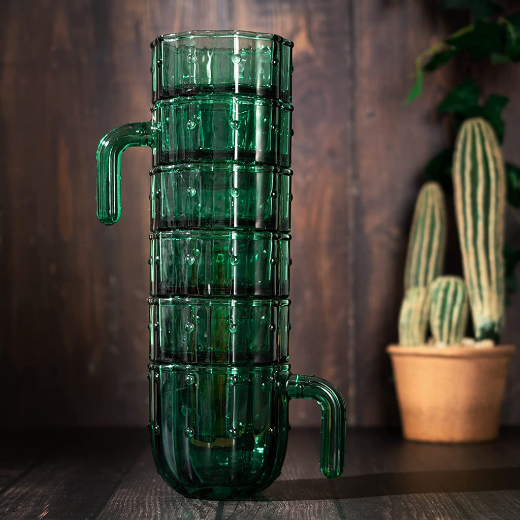 Cactus Stackable Glasses, Set of 6-10 oz-1