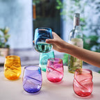 Khen Unbreakable Aerating Stemless Wine Glasses Set of 6-13 oz Colored Glass-4