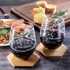 Set of 2 Zodiac Sign Wine Glasses with 2 Wooden Coasters (Aquarius)-1