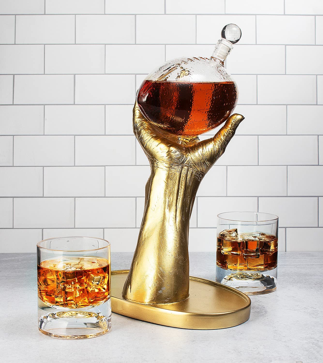 Football Decanter with 2 Football Whiskey & Wine Glasses-1