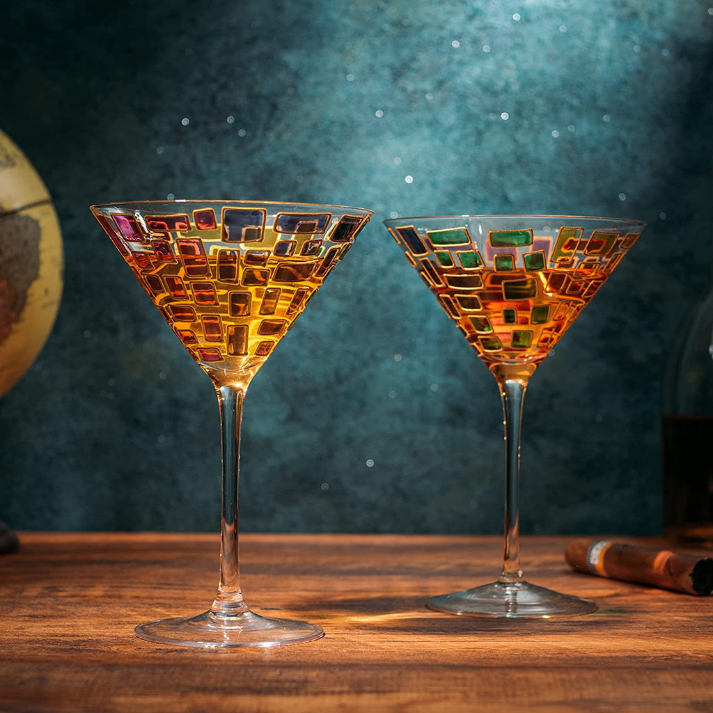 Renaissance Holiday Stained Glass Windows, (Martini Glasses)-1