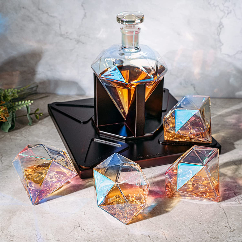 Diamond Iridescent Whiskey and Wine Decanter, 750ml-1