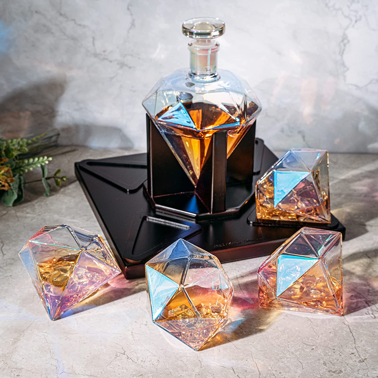 Diamond Iridescent Whiskey and Wine Decanter, 750ml-1