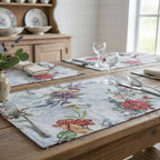 DaDa Bedding Set of 4-Pieces Tropical Sky Blue Birds Floral Tapestry Dining Table Placemats 13” x 19” (18116)-1