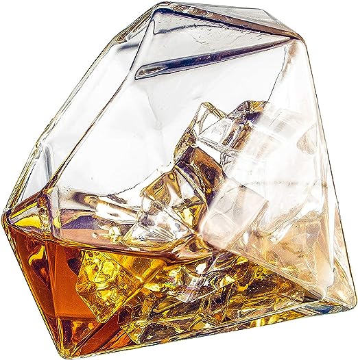 The Wine Savant Diamond Whiskey Glasses, Set of 2 10 oz