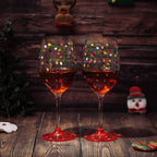 Stemmed Christmas Lights Wine Glasses Set of 2-1