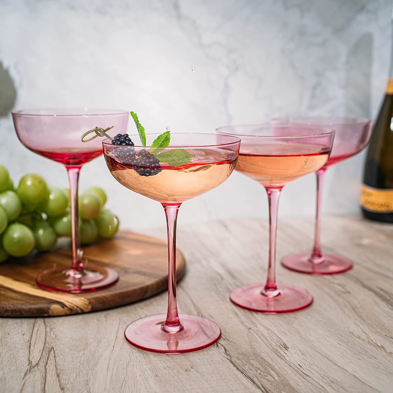 The Wine Savant Colored Coupe Glass | 7oz | Set of 4  (Blush Pink)-1